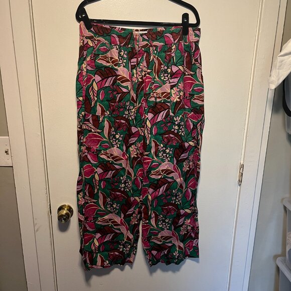 Cynthia Rowley 100% Linen Floral Pants – Green/Pink/Brown – Women’s XL - Picture 7 of 7